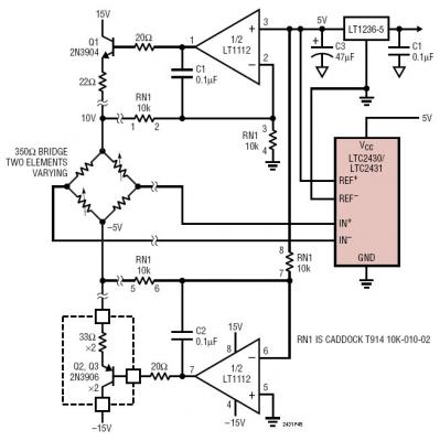 Full-Bridge Amplification Using a Resistor Arrays to Provide Precise Matching in Excitation Amplifier